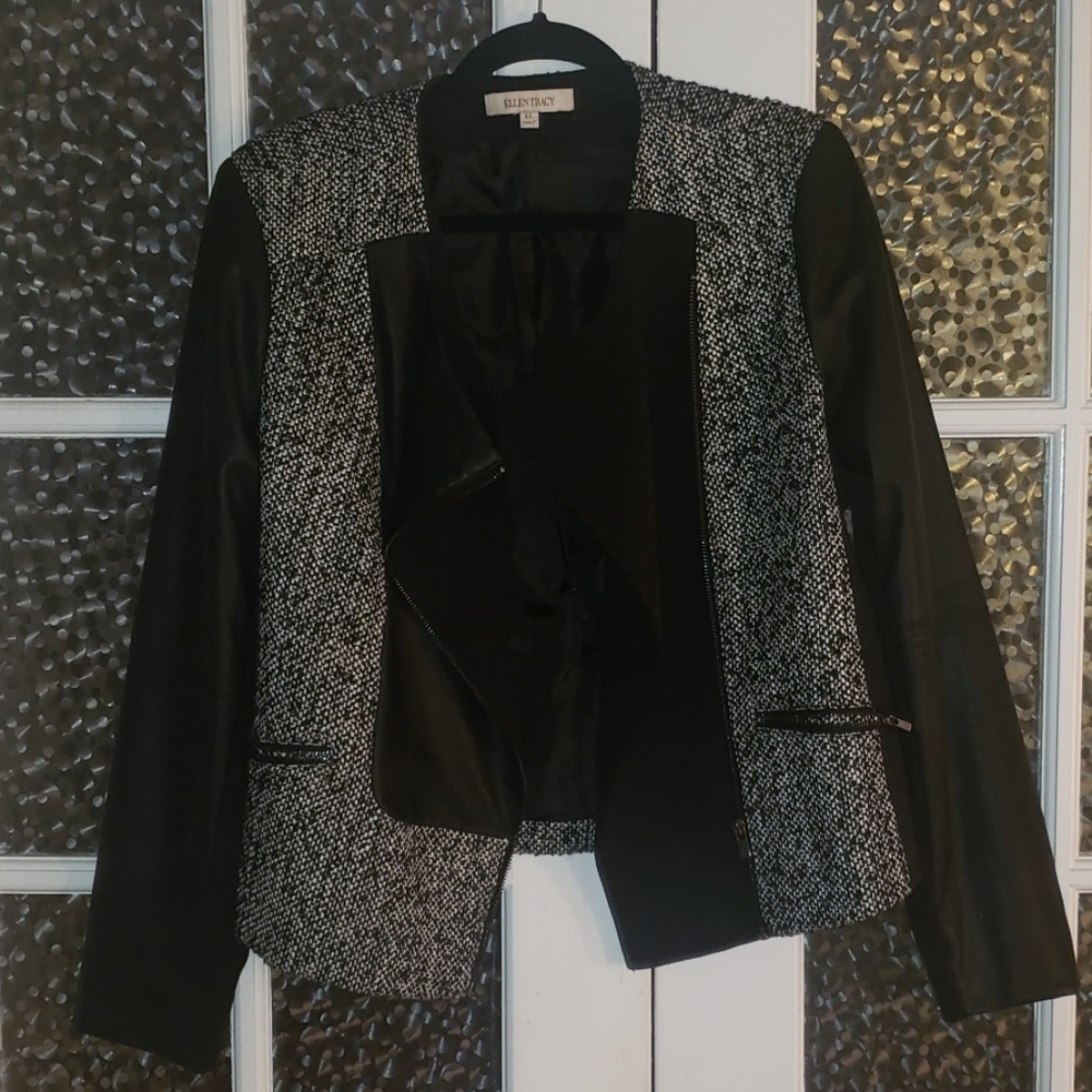 Leather black/white jacket